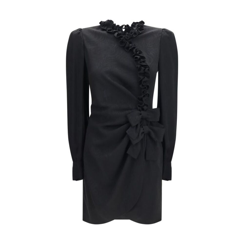 Alessandra Rich Women Silk Jacquard Mini Dress With Ruffles
